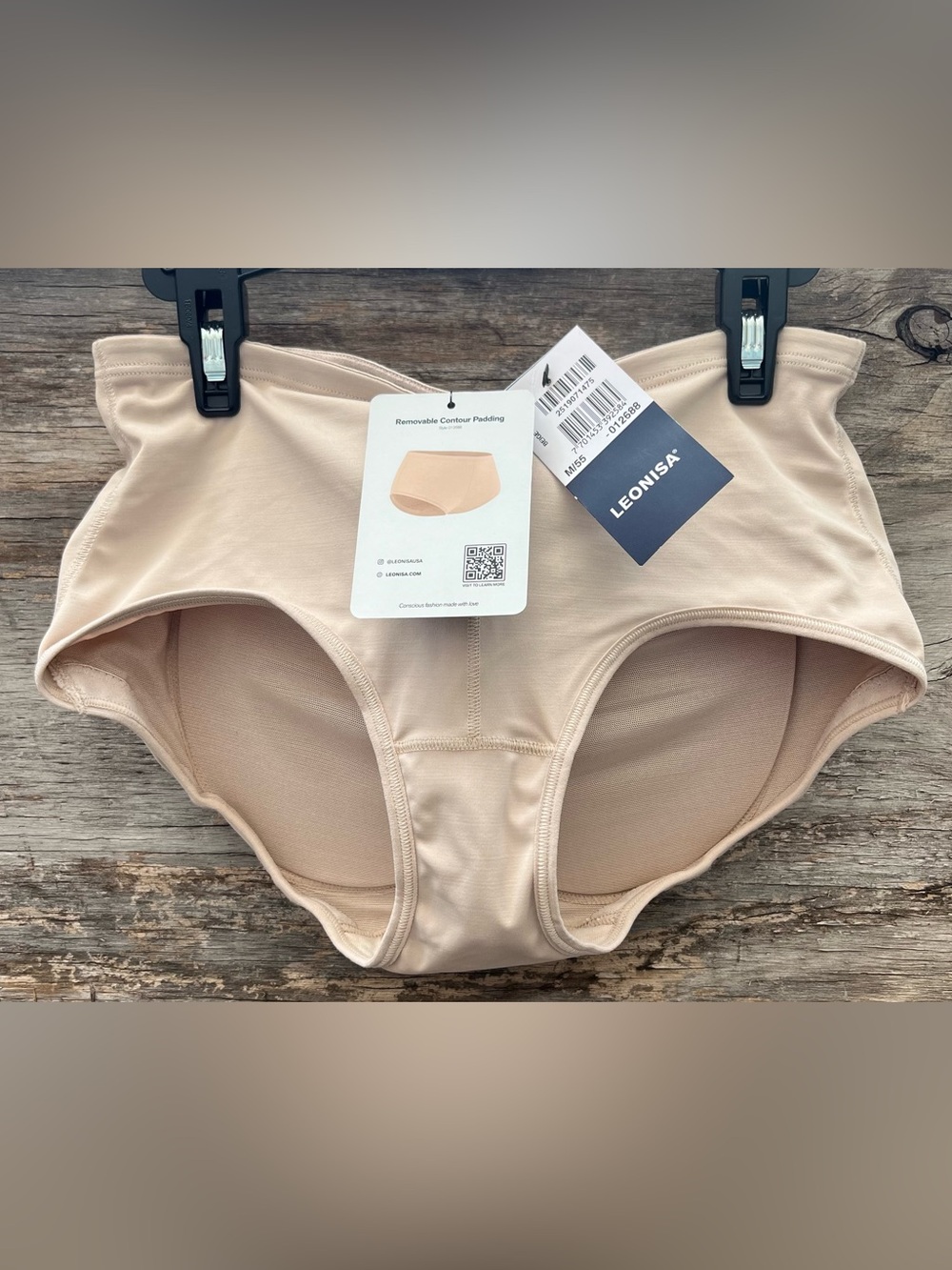 LEONISA Beige High-Waist Briefs with Removable Contour Padding